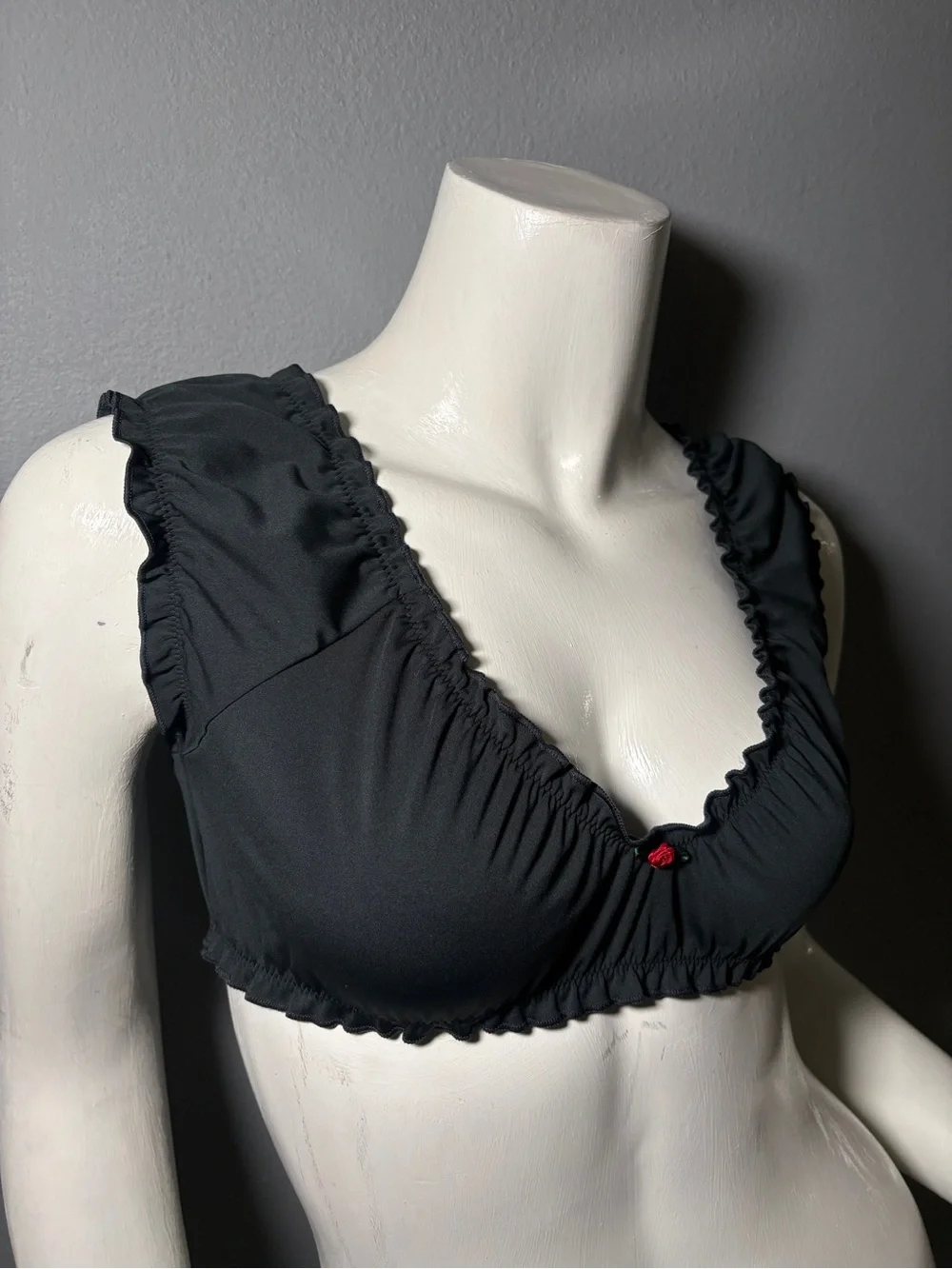 Frankie's Bikinis Black Ruffle-Trim Bralette Bikini Top